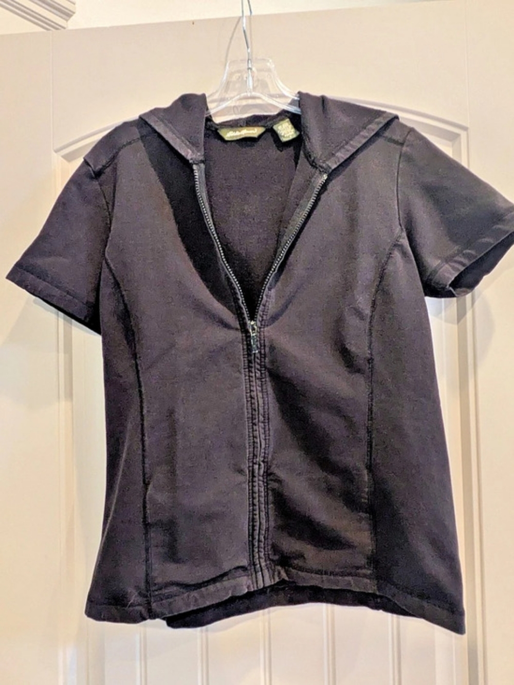 Eddie Bauer Hooded Short-Sleeve Jacket in Black Size Medium